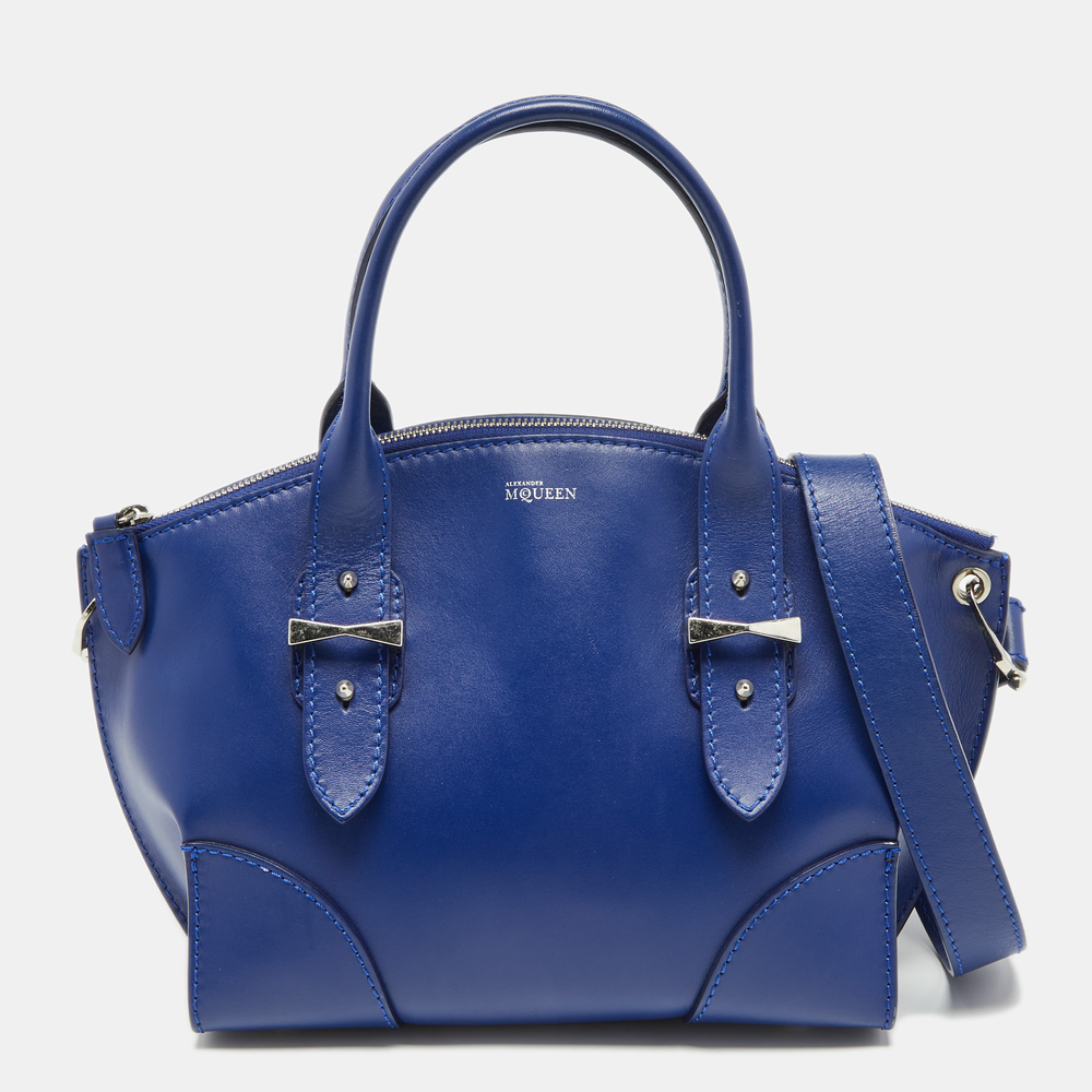 ALEXANDER MCQUEEN Blue Leather Small Legend Tote